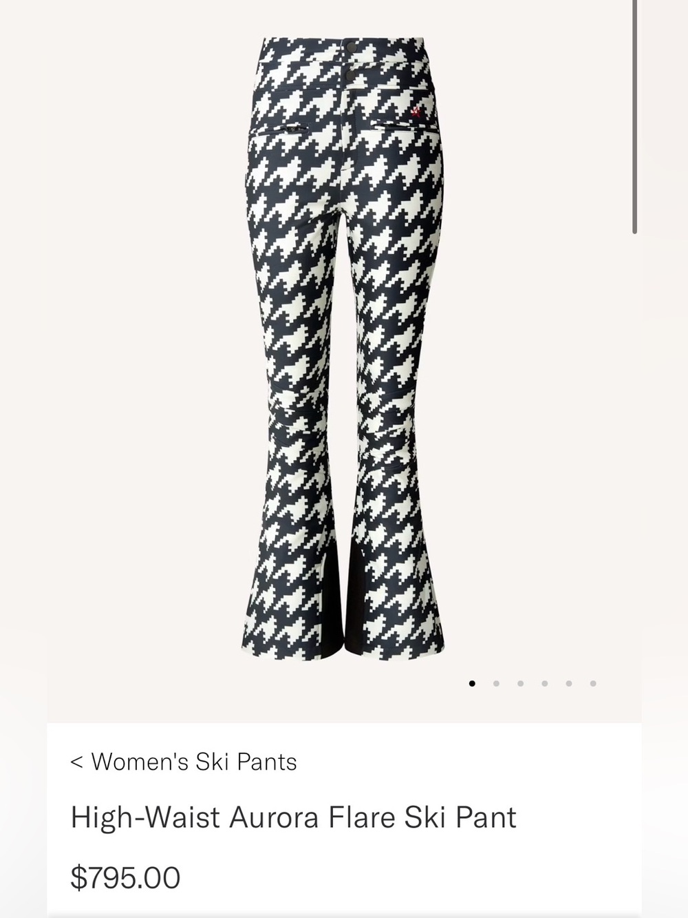 Perfect Moment Aurora High Waist Flared Houndstooth Ski Pant (M)